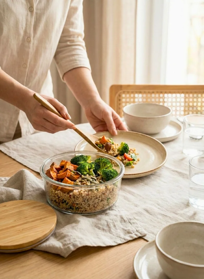 1Chase Round Borosilicate Round Glass Food Storage Containers with Bamboo Lids, 3 Sizes 400ML 650ML 1000ML, Airtight BPA-Free Meal Prep & Lunch Boxes, Reusable Plastic-Free Containers  | Best Price UAE